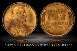 1909 V.D.B. Lincoln Cent PCGS MS66RD