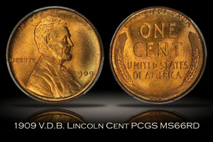 1909 V.D.B. Lincoln Cent PCGS MS66RD