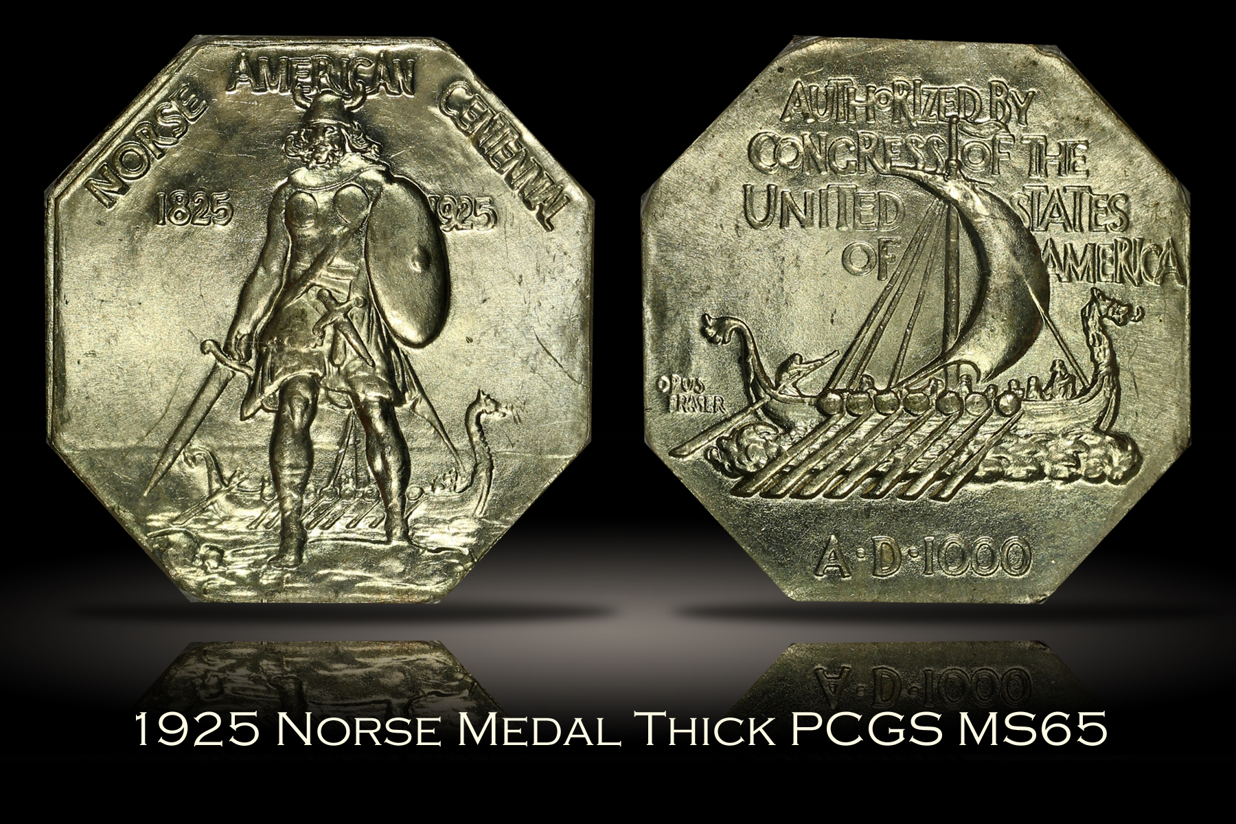 1925 Norse Medal Thick PCGS MS65