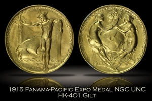 1915 Pan-Pac Expo Gilt Medal HK-401 NGC Unc Details