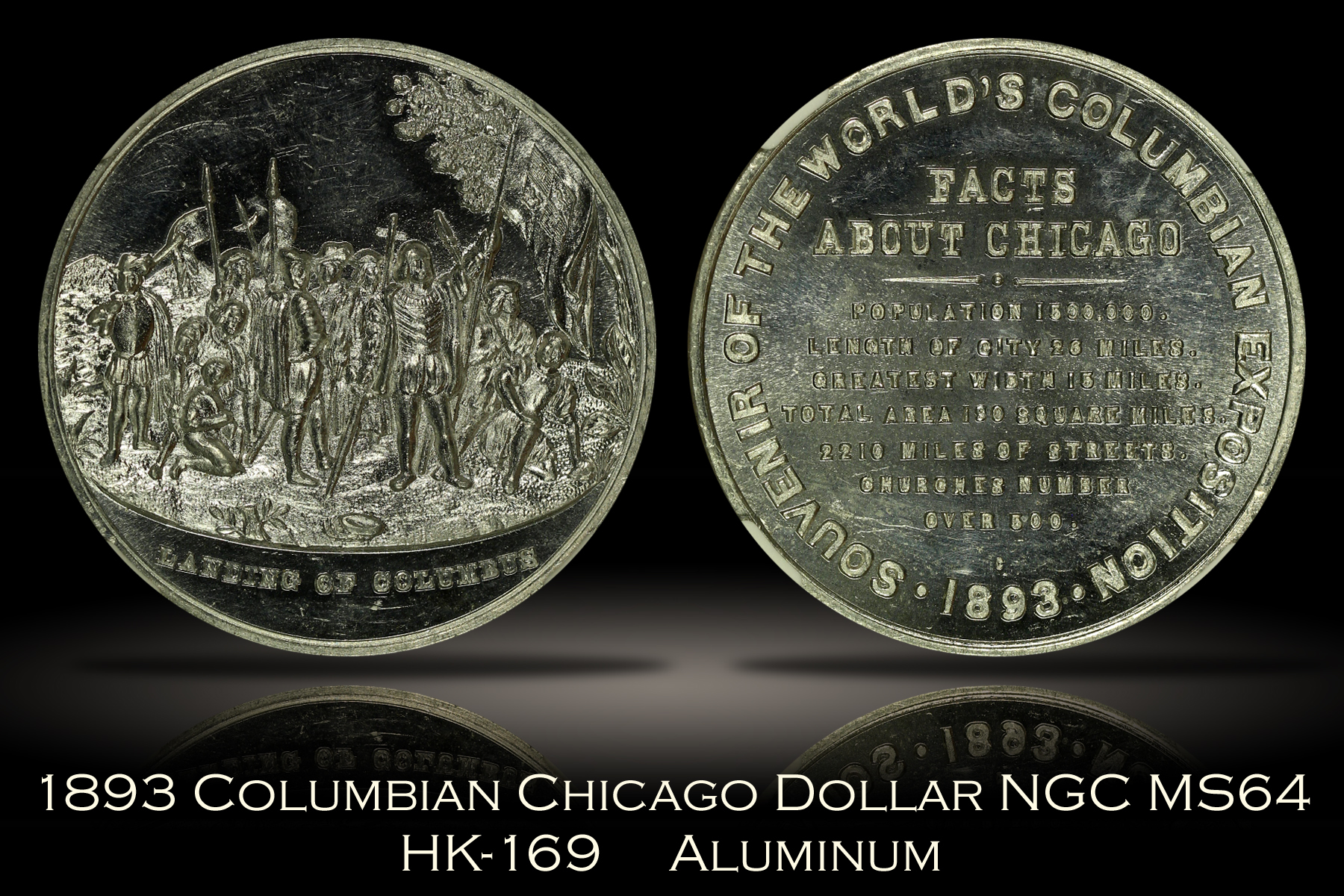 1893 Columbian Expo Chicago Dollar HK-169 NGC MS64
