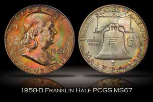 1958-D Franklin Half PCGS MS67