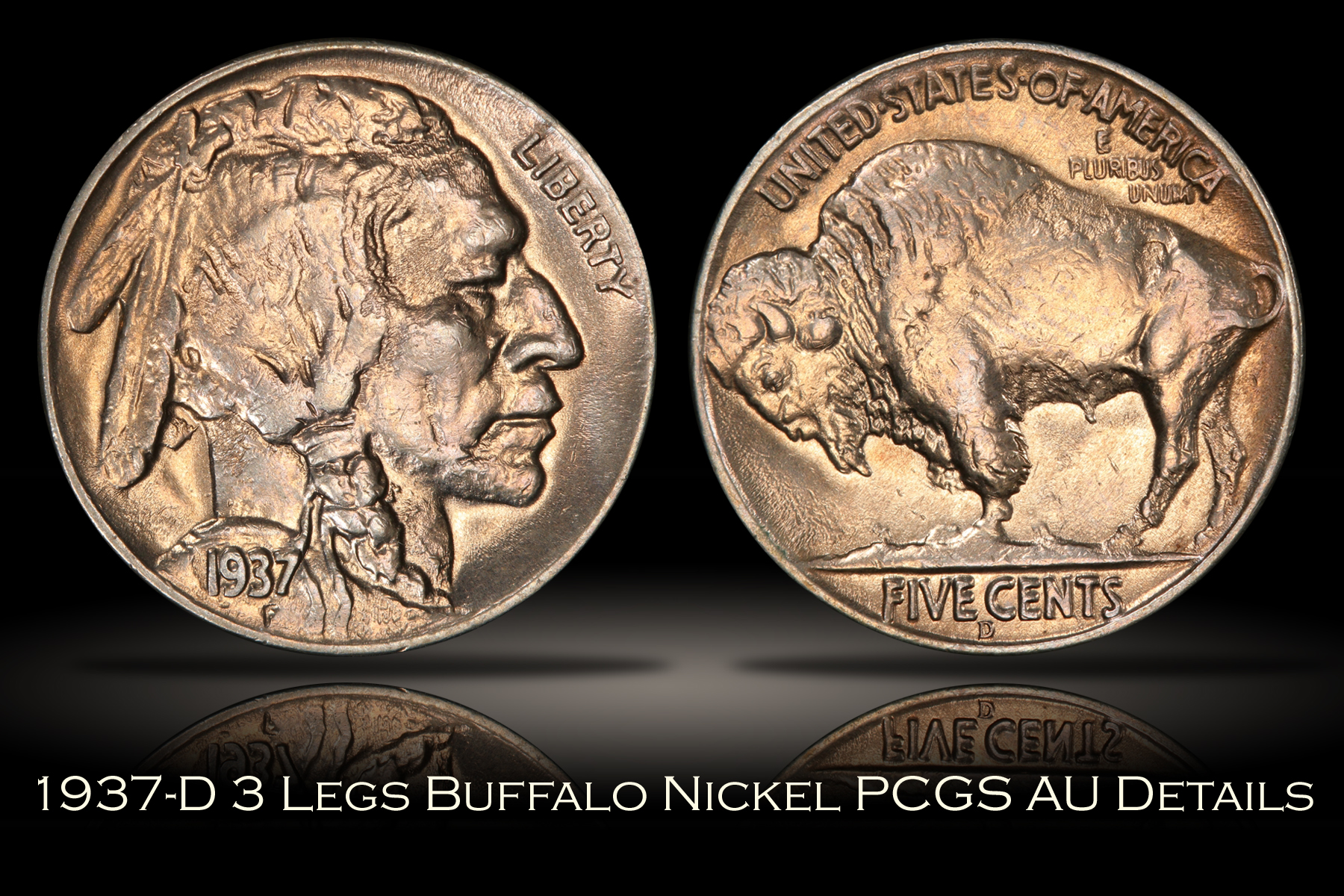 1937-D 3 Legs Buffalo Nickel PCGS AU Details