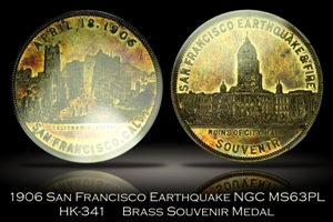 1906 San Francisco Earthquake Medal HK-341 NGC MS63PL