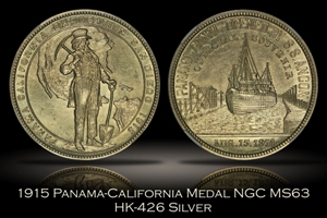 1915 Panama-California Official Medal Silver HK-426 NGC MS63