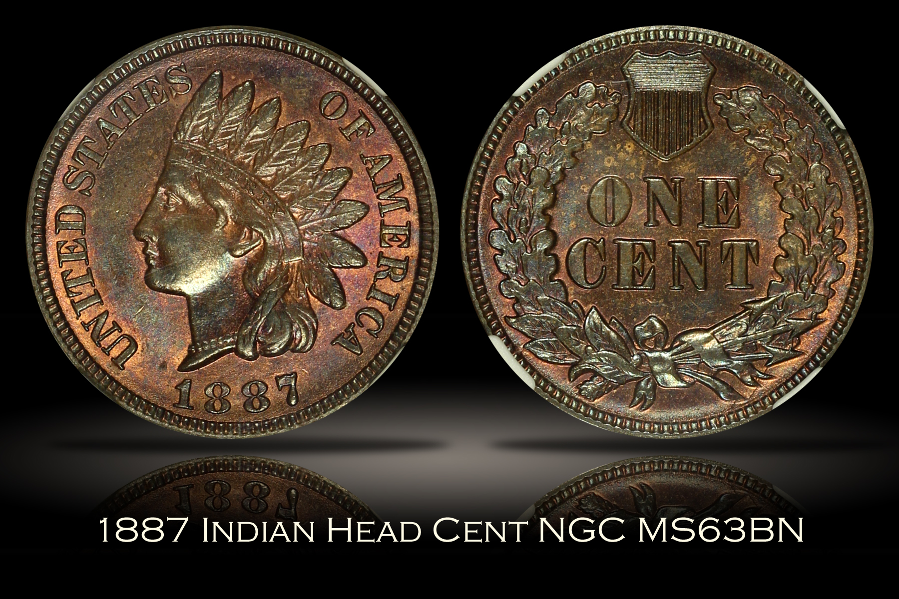 1887 Indian Head Cent NGC MS63BN