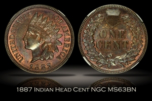1887 Indian Head Cent NGC MS63BN