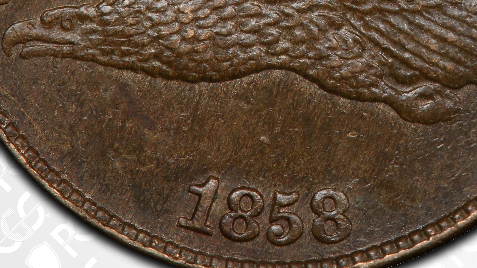 1858/7 Flying Eagle Cent Strong Overdate FS-301 S-1 PCGS AU55