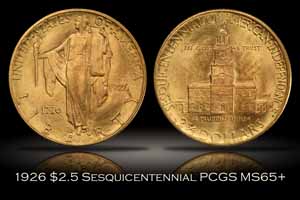 1926 Sesquicentennial $2.5 Gold PCGS MS65+