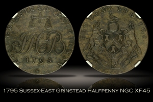 1795 Great Britain Sussex East Grinstead Halfpenny D&H-22 NGC XF45