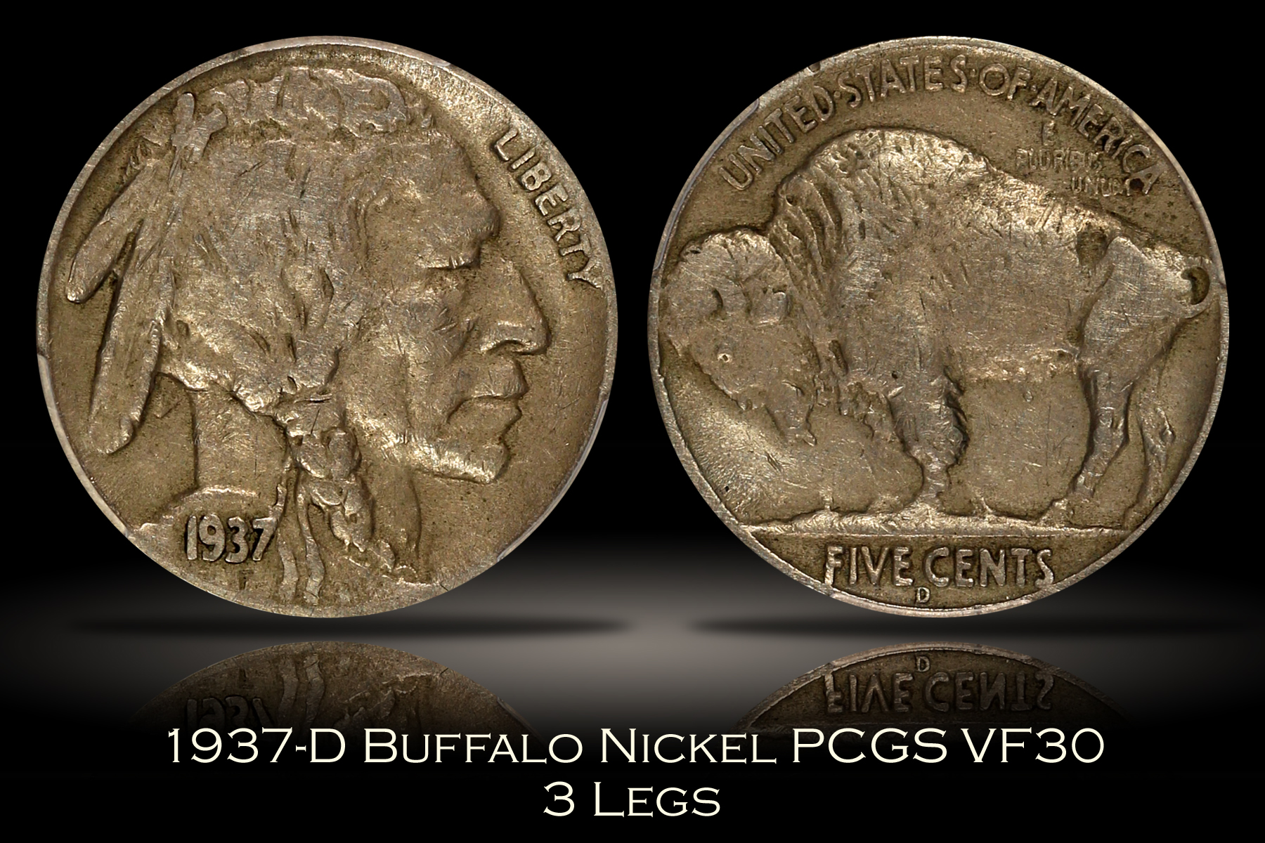 1937-D Buffalo Nickel 3 Legs PCGS VF30