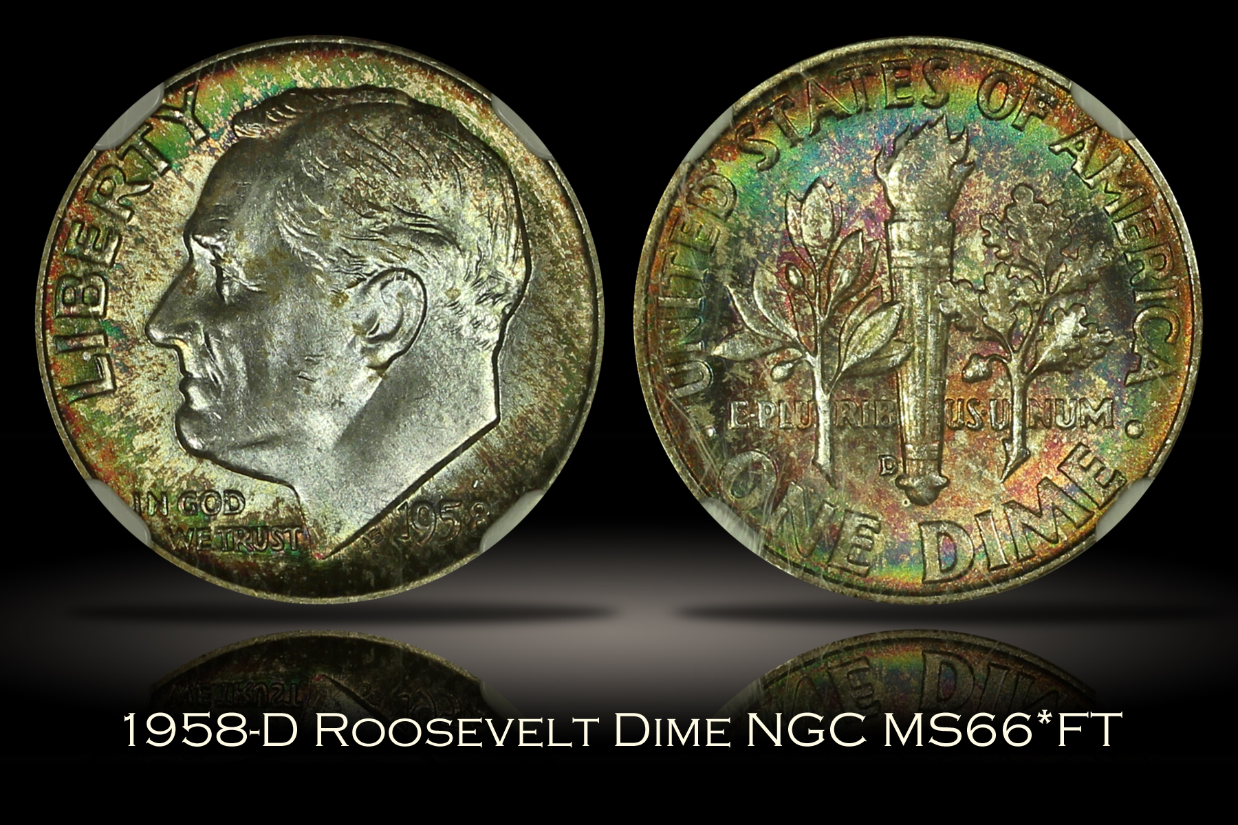 1958-D Roosevelt Dime NGC MS66*FT