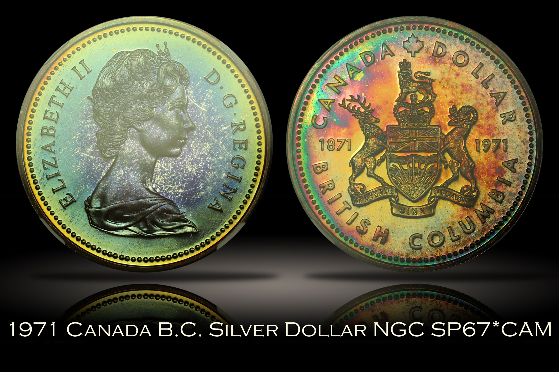 1971 Canada British Columbia Silver Dollar NGC SP67* Cameo