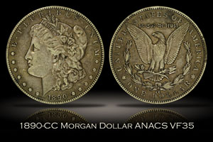 1890-CC Morgan Dollar ANACS VF35