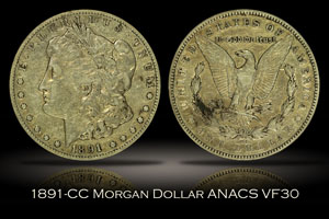 1891-CC Morgan Dollar ANACS VF30