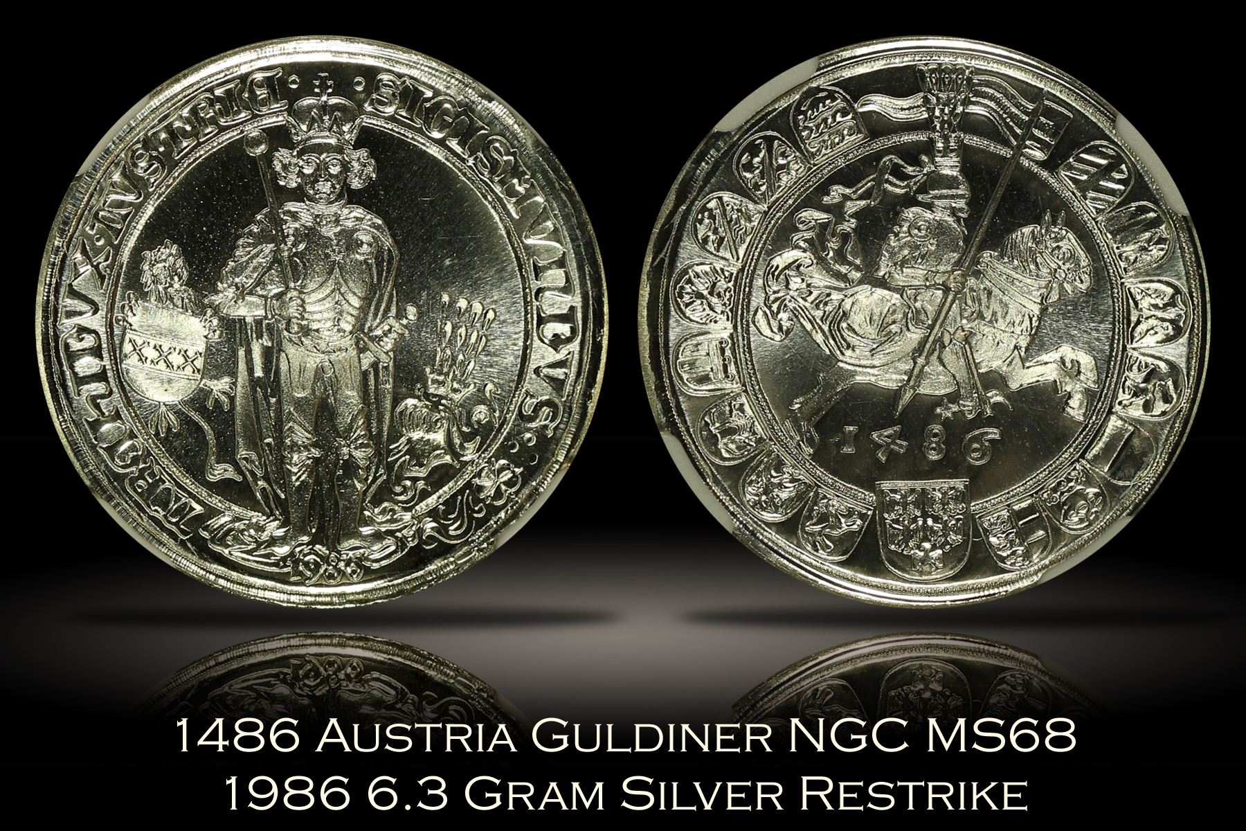 1486 Austria Guldiner NGC MS68 1986 6.3 gram Silver Restrike