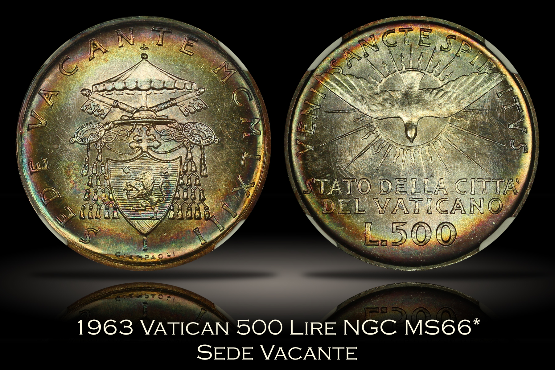 1963 Vatican Sede Vacante 500 Lire NGC MS66*