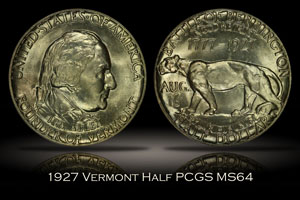 1927 Vermont Half PCGS MS64 OGH