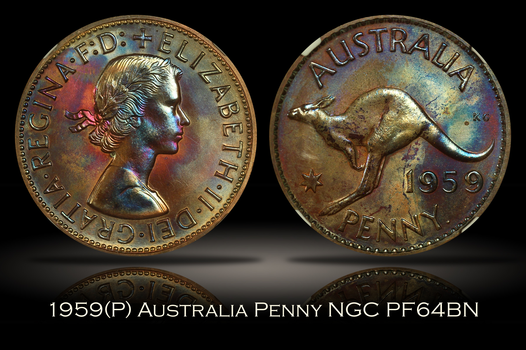 1959(P) Australia Proof Penny NGC PF64BN