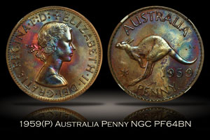 1959(P) Australia Proof Penny NGC PF64BN