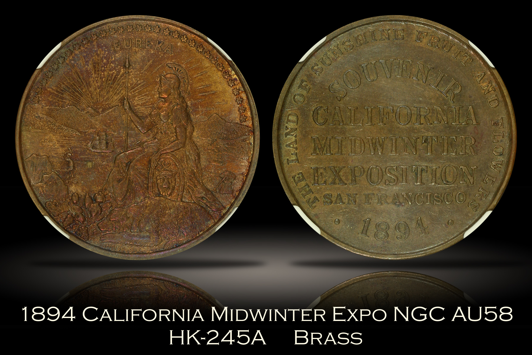 1894 California Midwinter Exposition Official Medal HK-245A NGC AU58