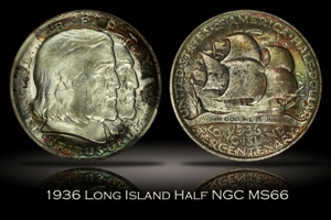 1936 Long Island Half NGC MS66