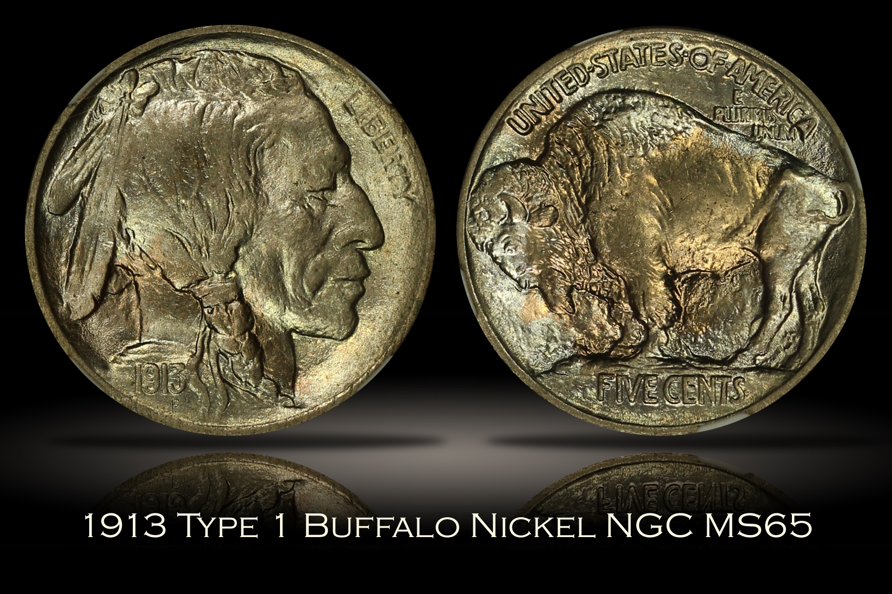 1913 Type One Buffalo Nickel NGC MS65