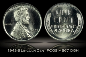 1943-S Lincoln Cent PCGS MS67 OGH