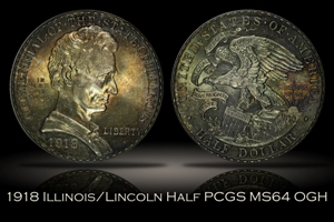 1918 Illinois/Lincoln Half PCGS MS64 OGH