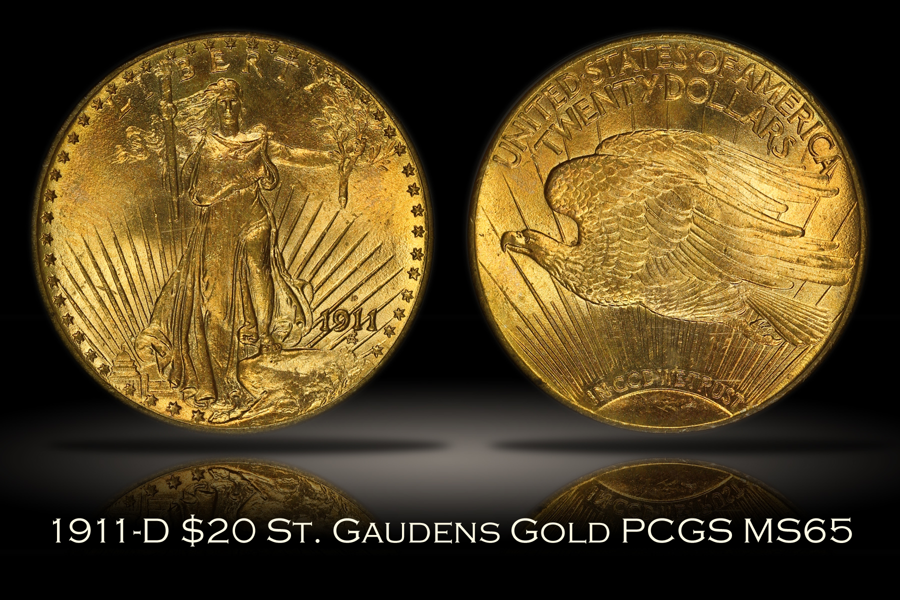 1911-D $20 St. Gaudens Gold PCGS MS65
