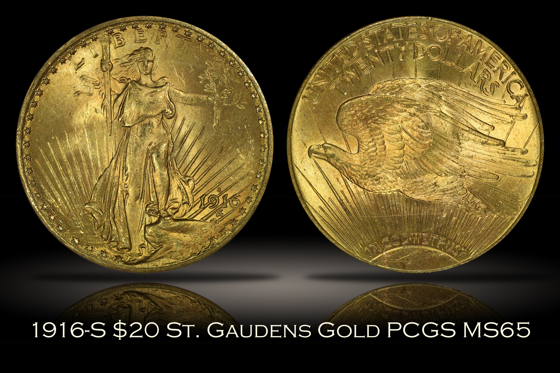 1916-S $20 St. Gaudens Gold PCGS MS65