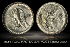 1934 Texas Half PCGS MS63 DOILY