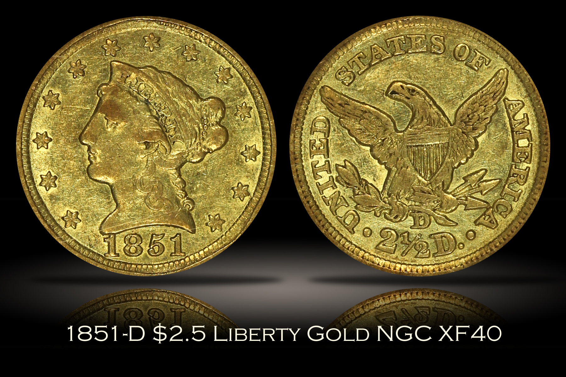 1851-D $2.5 Liberty Gold NGC XF40