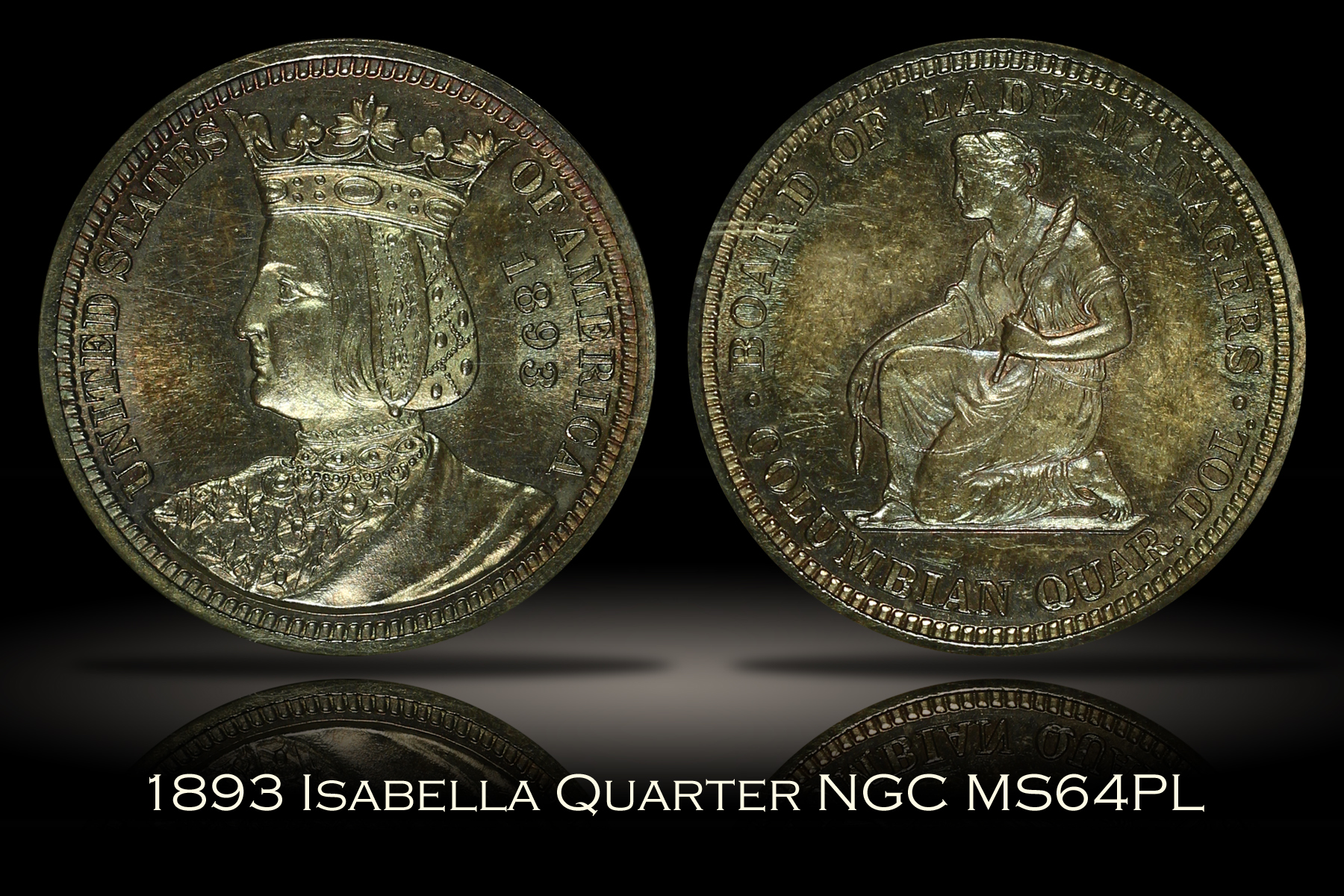 1893 Isabella Quarter NGC MS64PL