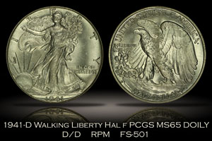 1941-D Walking Liberty Half PCGS MS65 DOILY FS-501 D/D RPM