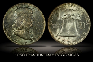 1958 Franklin Half PCGS MS66