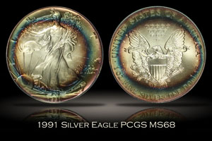 1991 Silver Eagle PCGS MS68