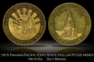 1915 Panama-Pacific Expo CA State Dollar HK-415a PCGS MS63