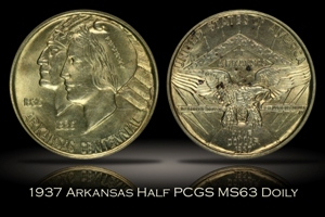 1937 Arkansas Half PCGS MS63 OGH DOILY