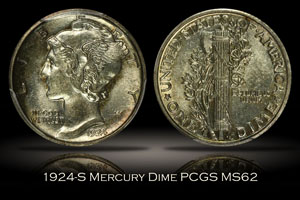 1924-S Mercury Dime PCGS MS62