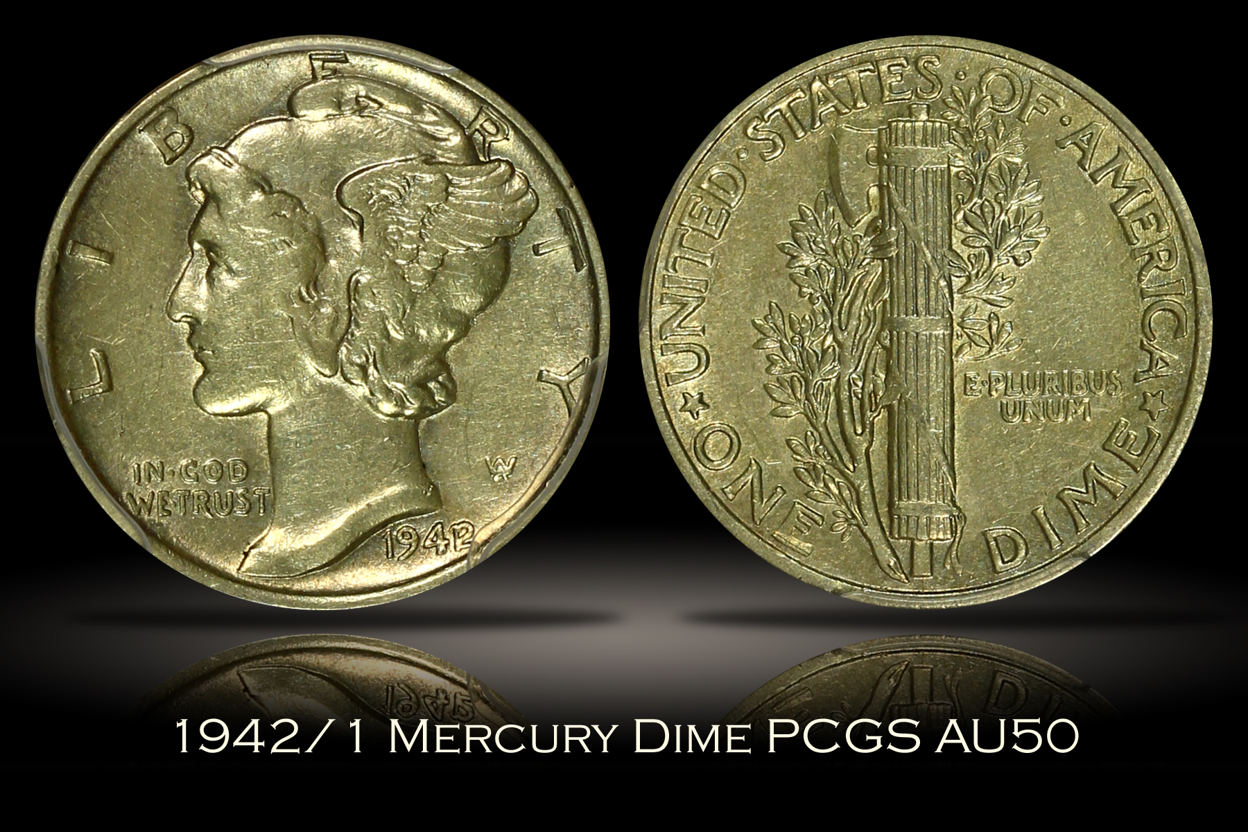 1942/1 Mercury Dime PCGS AU50