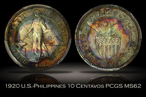1920 U.S.-Philippines 10 Centavos PCGS MS62