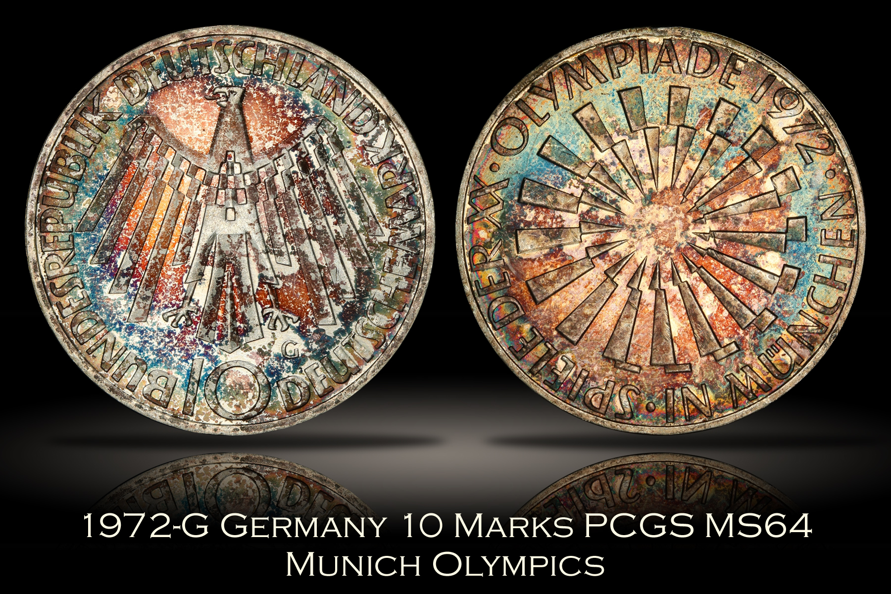 1972-G Germany 10 Mark Munich Olympics PCGS MS64