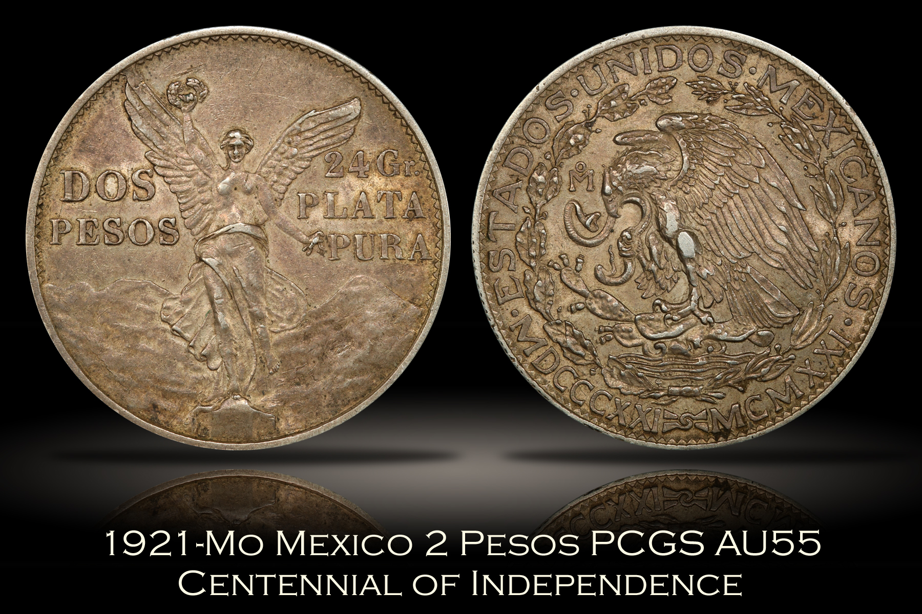 1921-Mo Mexico 2 Peso PCGS AU55