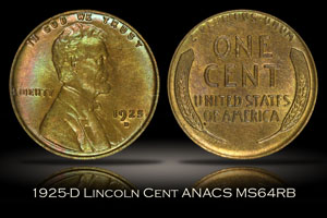 1925-D Lincoln Cent ANACS MS64RB