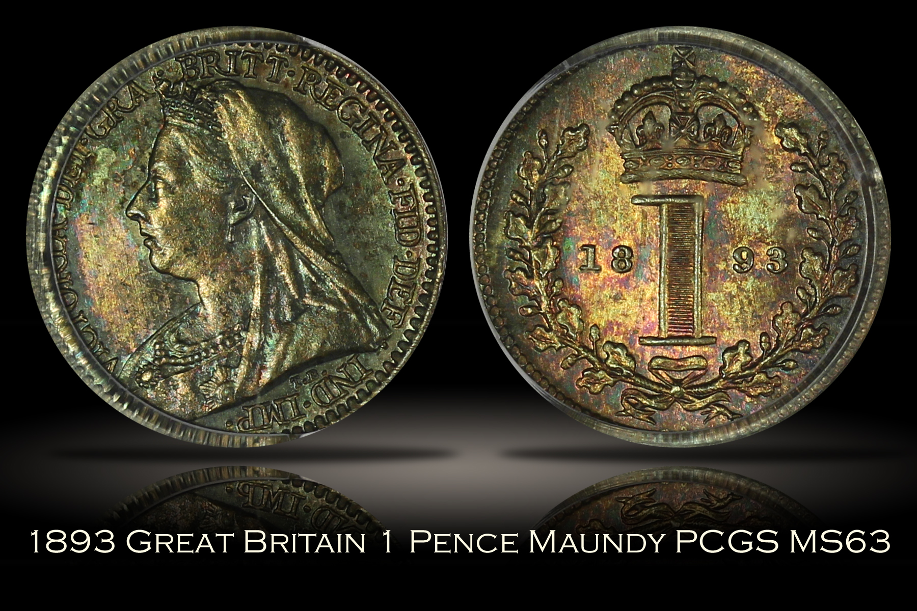 1893 Great Britain 1 Pence Maundy PCGS MS63