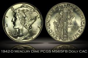 1942-D Mercury Dime PCGS MS65FB DOILY CAC