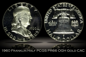 1960 Franklin Half PCGS PR66 OGH Gold CAC