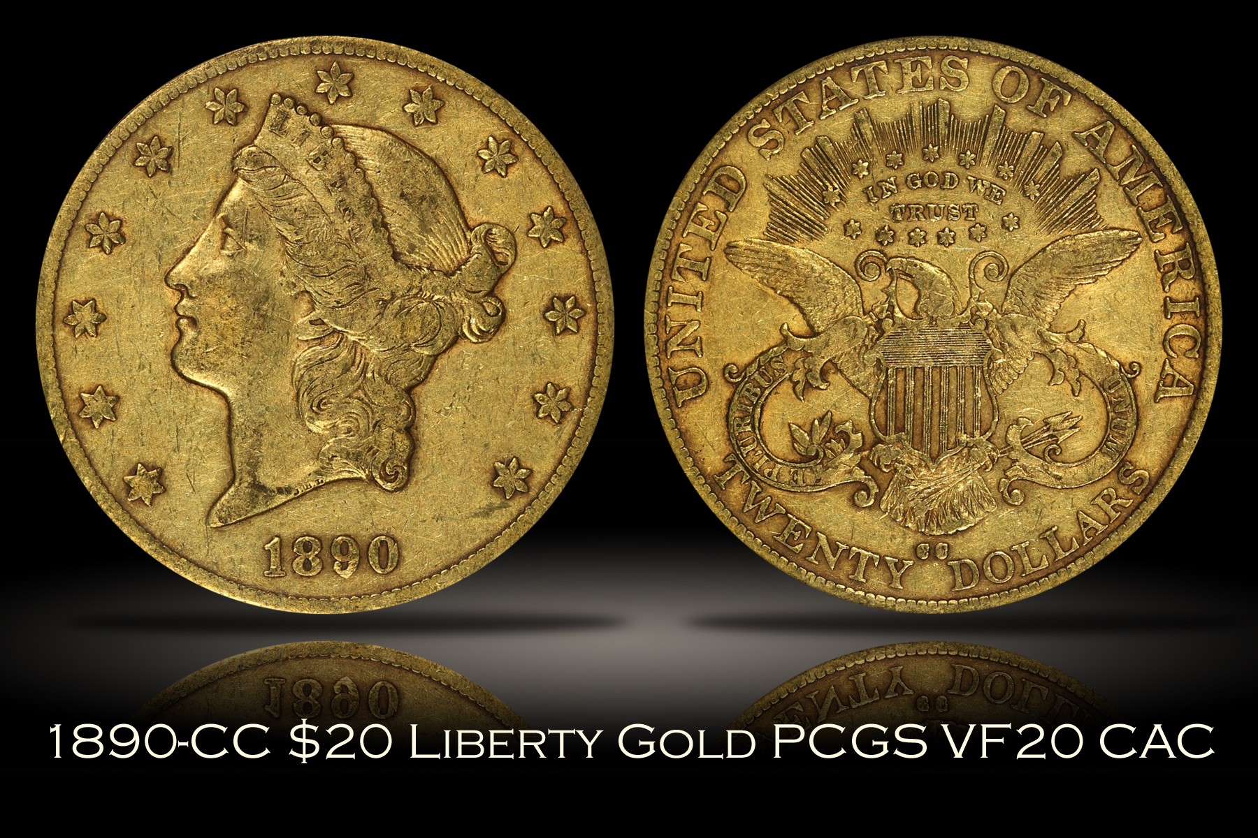 1890-CC $20 Liberty Gold PCGS VF20 CAC